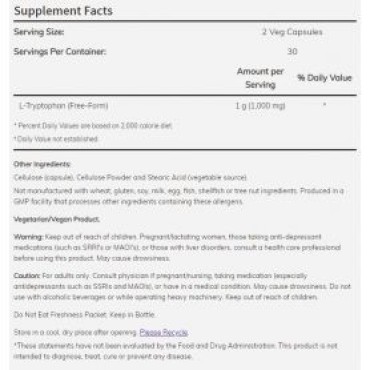 NOW Foods - L-Tryptophan 500 mg Veg 60 tabs Now foods