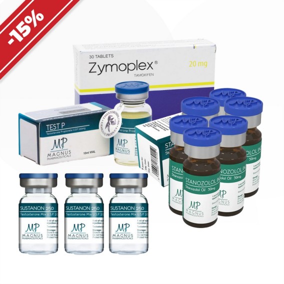 Strength course: experienced. Testosterone mix + stanozolol (suspension) + testosterone propionate